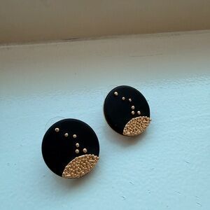 MarlaWynne Black and Gold Round Earrings